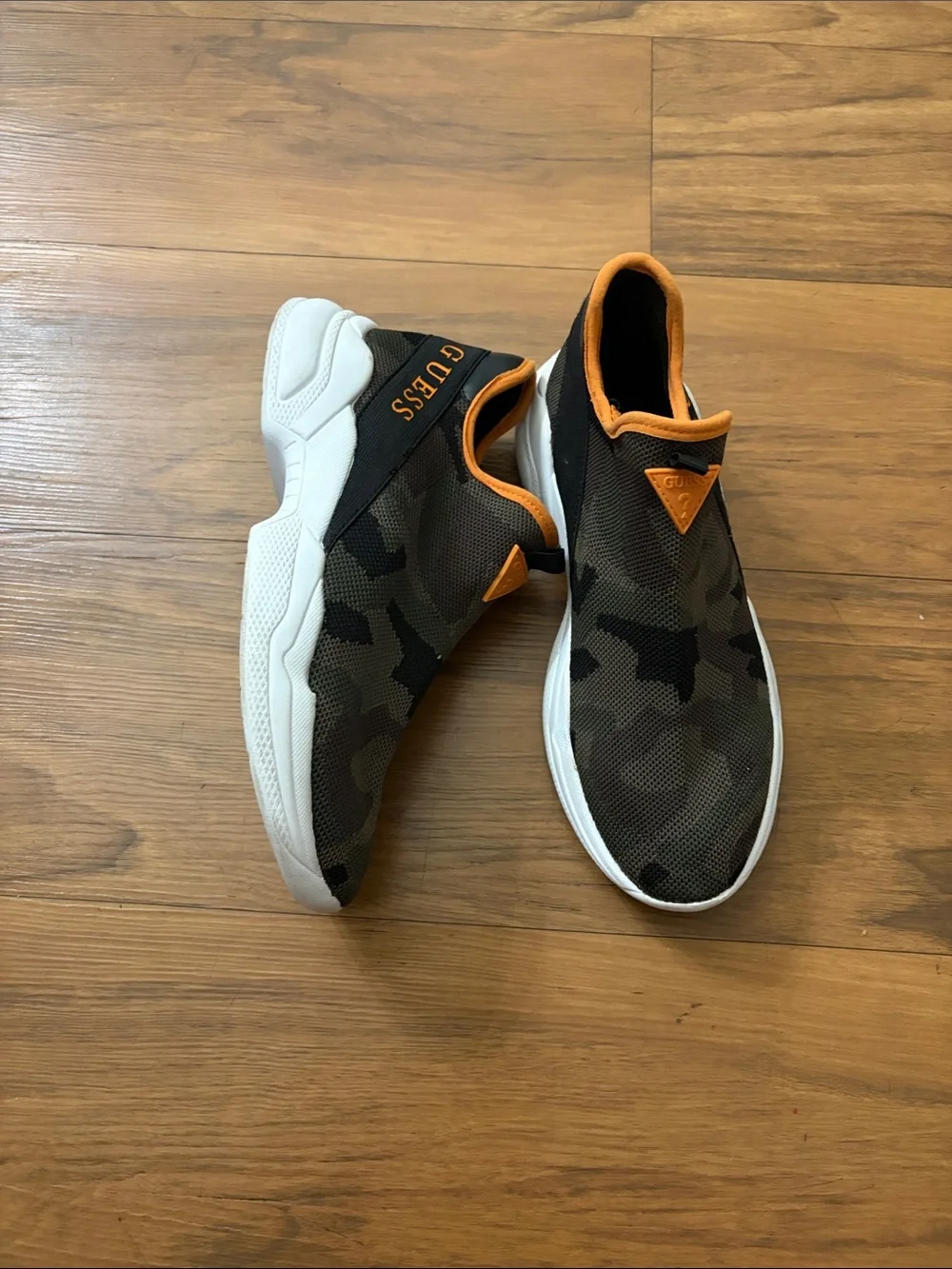 GUESS Women’s Camouflage Slip-On Espadrilles with Orange Trim